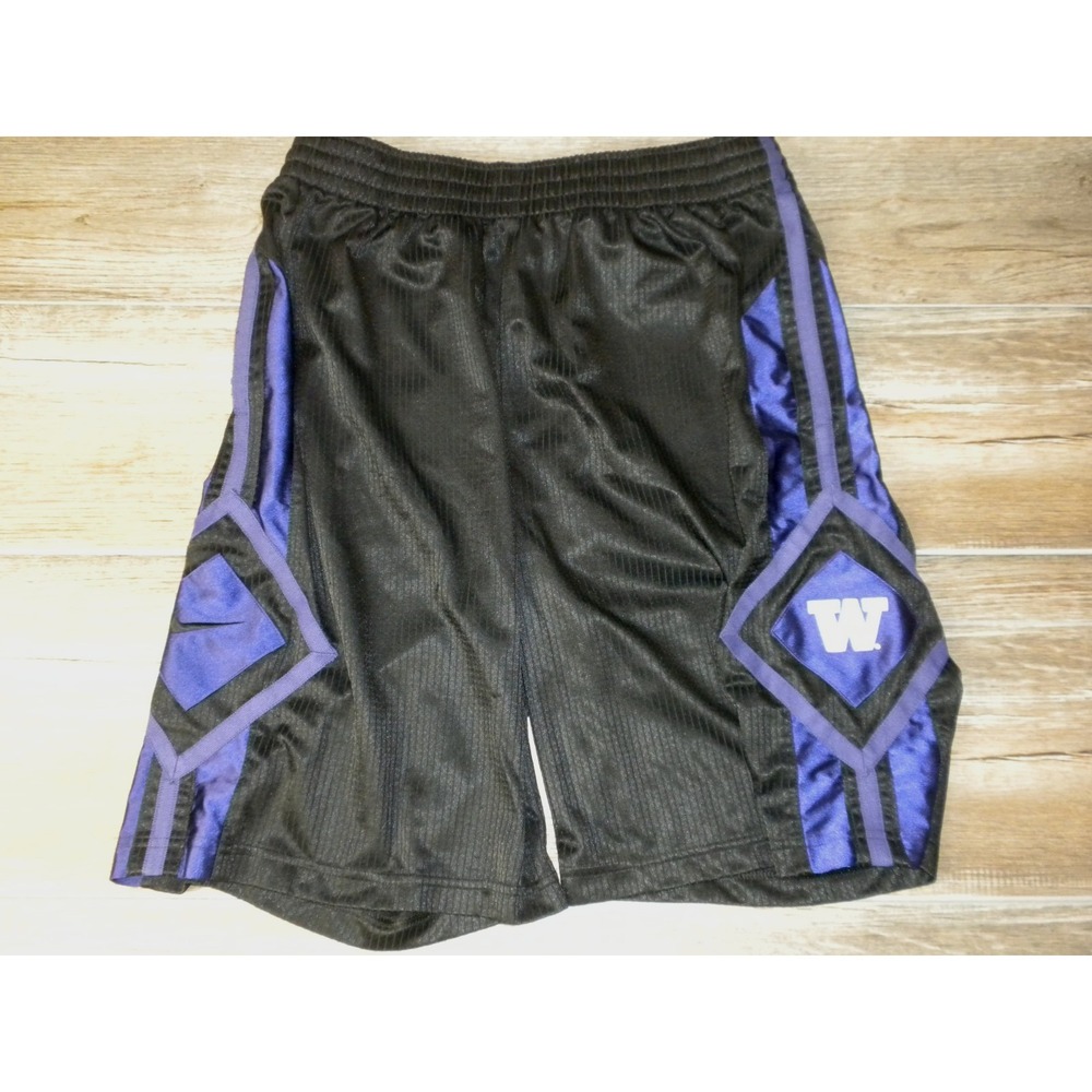 Nike Washington Huskies Shorts Mens‎ M Black Purple Basketball Shiny Dazzle Y2K